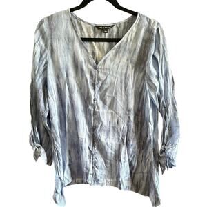 Zac & Rachel Women’s Top‎ Blouse Flowy Gray White Tye Dye Like Sz M